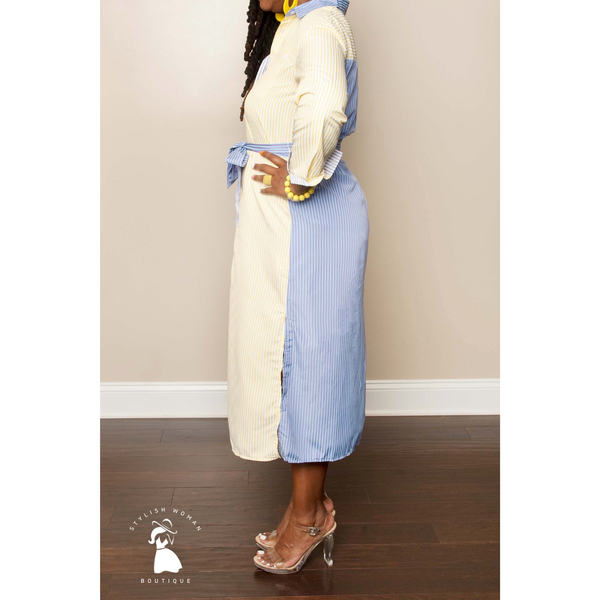 multi color shirt dress Linen Shirt Dress 34 / Multicolor