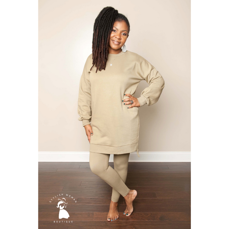 Khaki Oversized Leggings Set