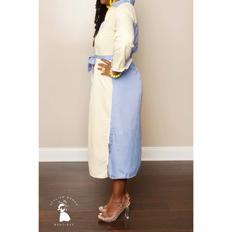 Colorful striped shirt dress sales