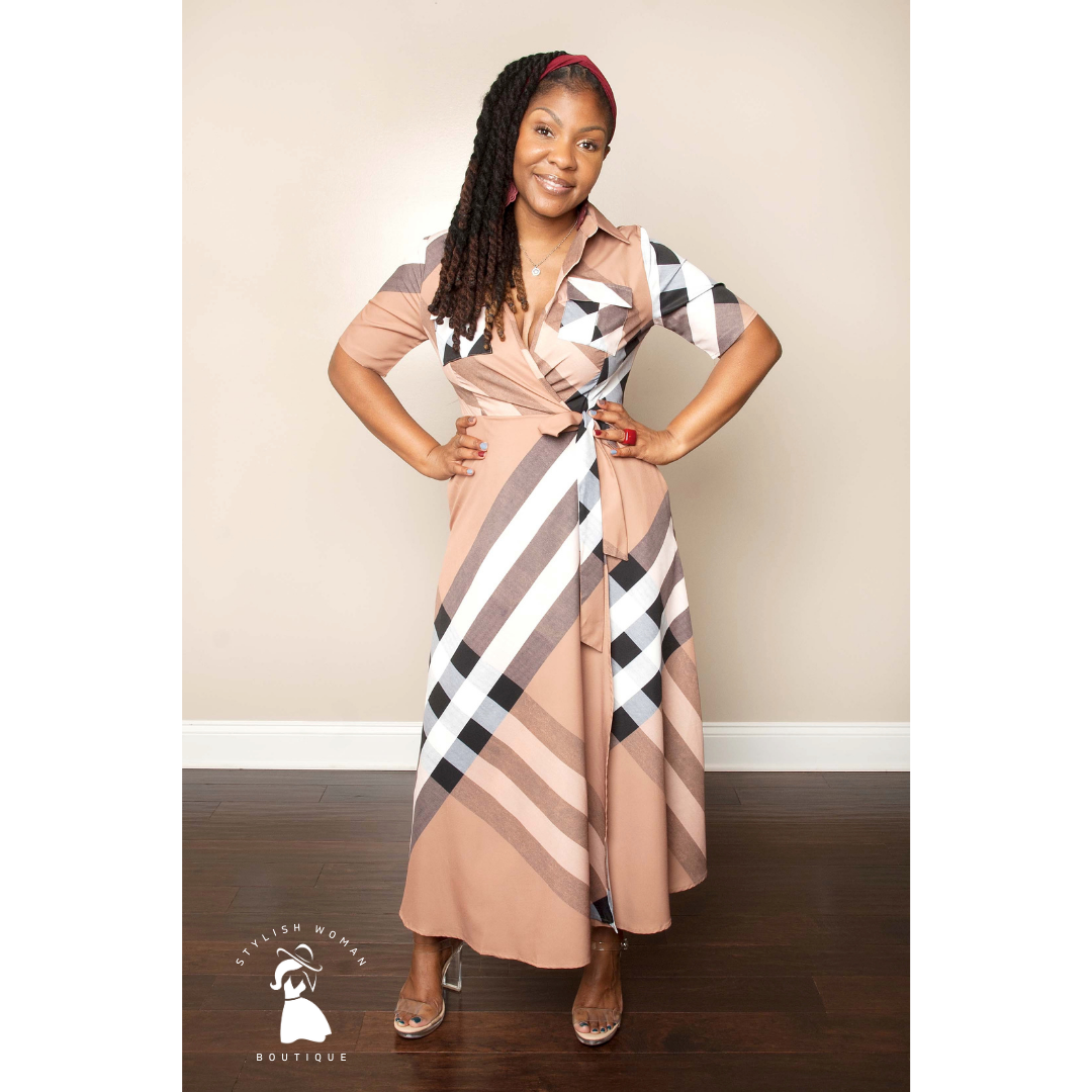 Prim in Plaid Wrap Dress Large (Sizes 8-10)