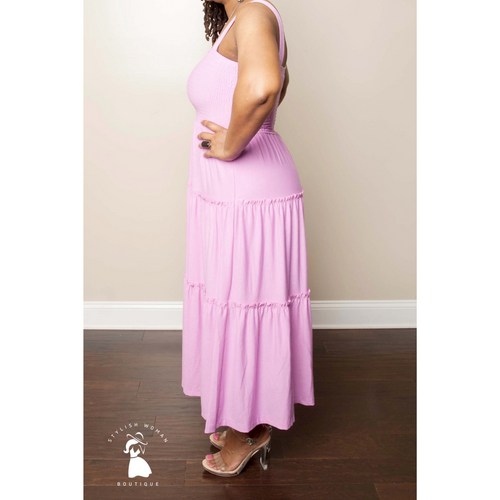 Mauve Tiered Midi Dress