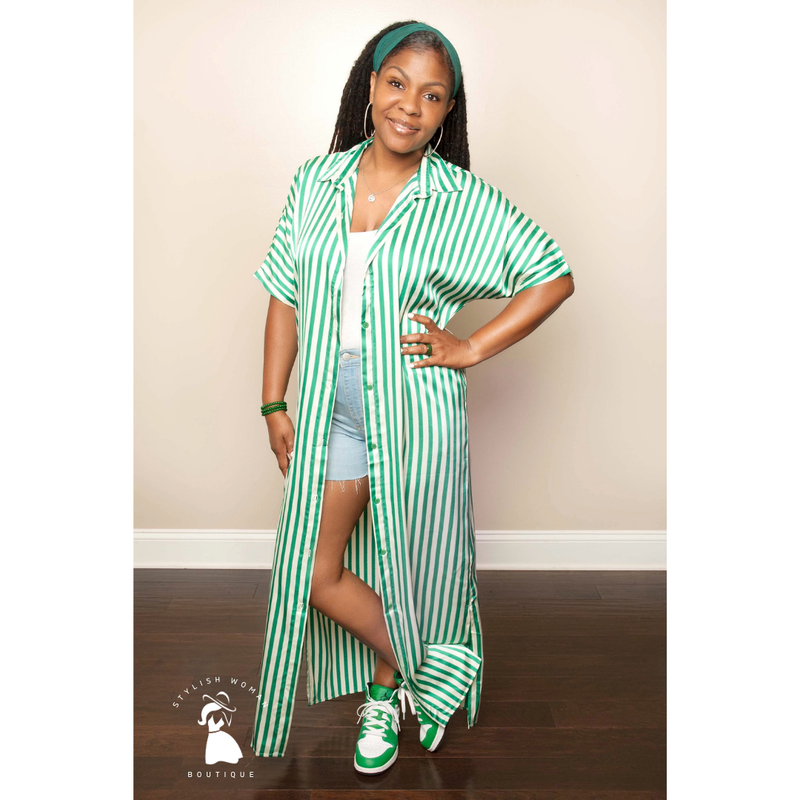 Green and white shirt dress shop