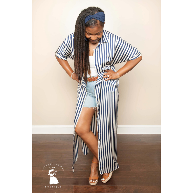 Navy Blue and White Shirt Dress Navy Blue and White Shirt Dress