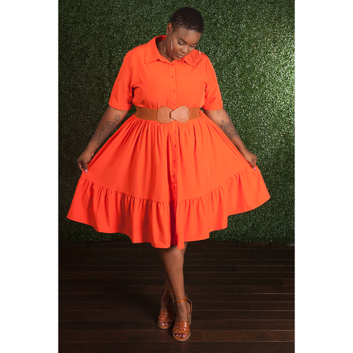 Darling Orange Short Dress (Plus)