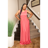 Coral and White Striped Maxi Dress