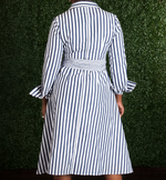 She's Killing It Navy Blue and White Striped Dress
